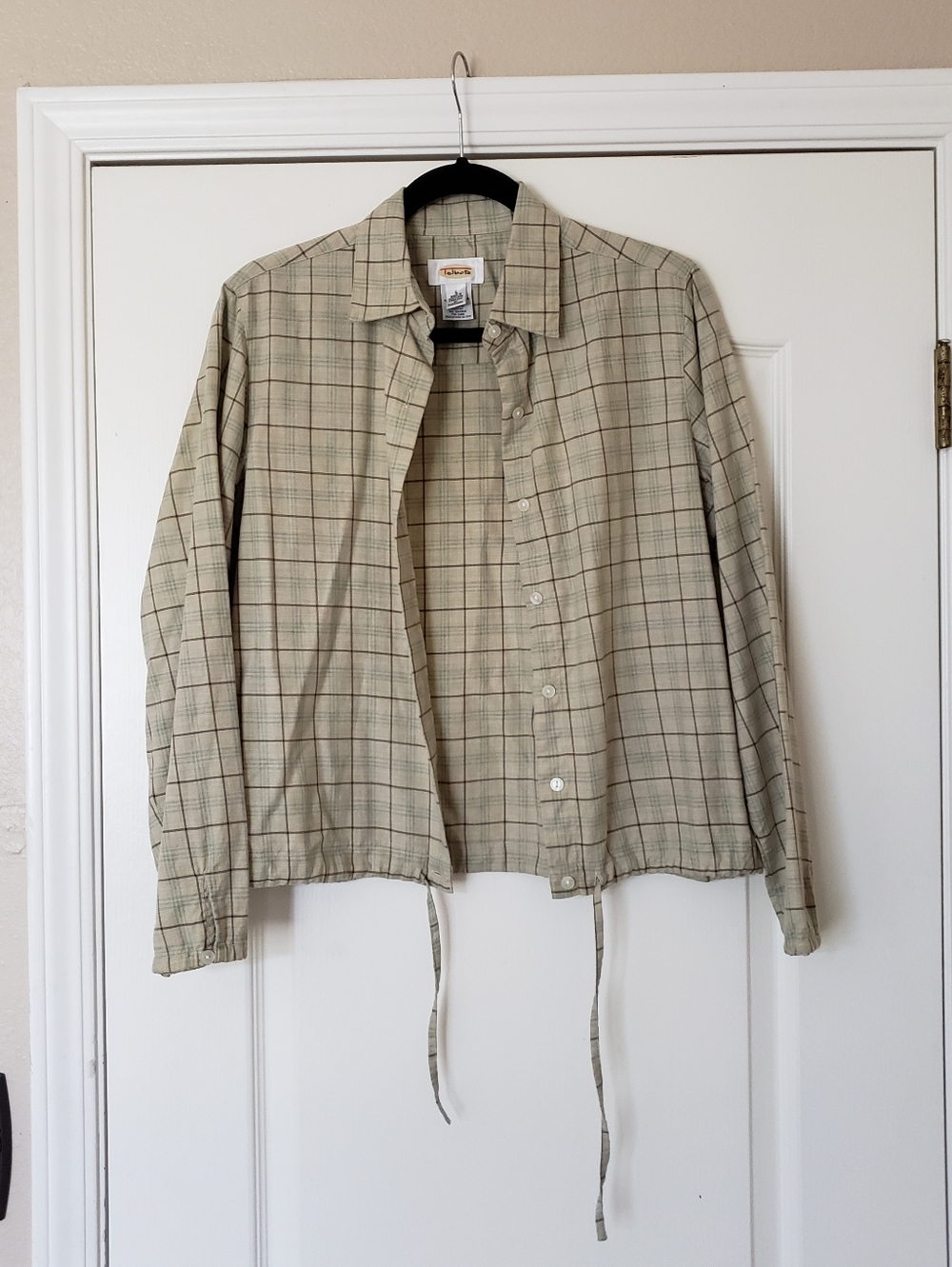 TALBOTS Size 6 Cotton Wool Blend Flannel Drawstring Hem Shirt